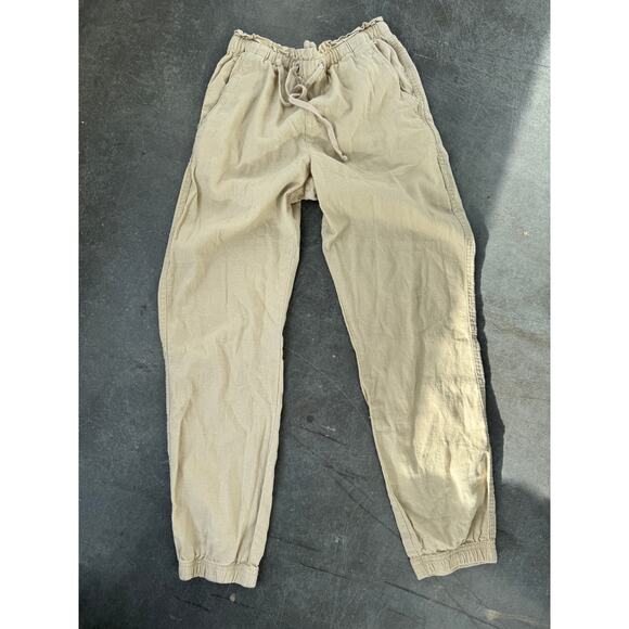 Anthropologie Social Standard Linen Blend Drawstring Pants EUC S Flax Color - Picture 2 of 9